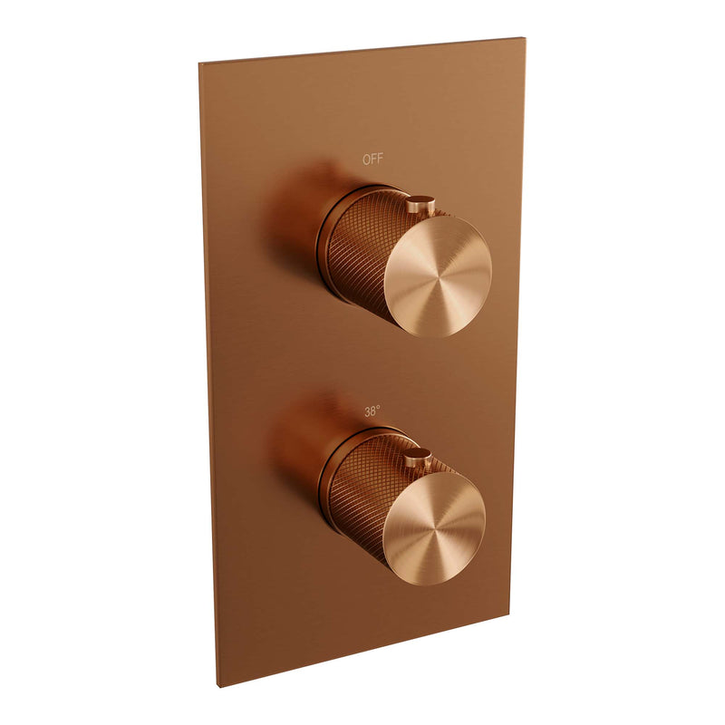 Brauer copper carving thermostatische inbouw regendoucheset met een douchekop koper geborsteld PVD