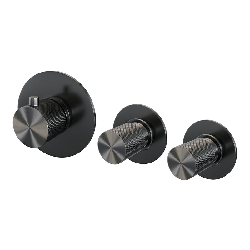 Brauer gunmetal carving thermostatische inbouw badkraan set