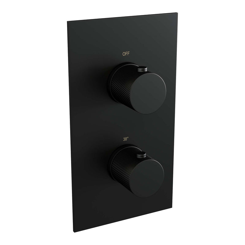 Brauer black carving thermostatische inbouw regendoucheset met een douchekop mat zwart