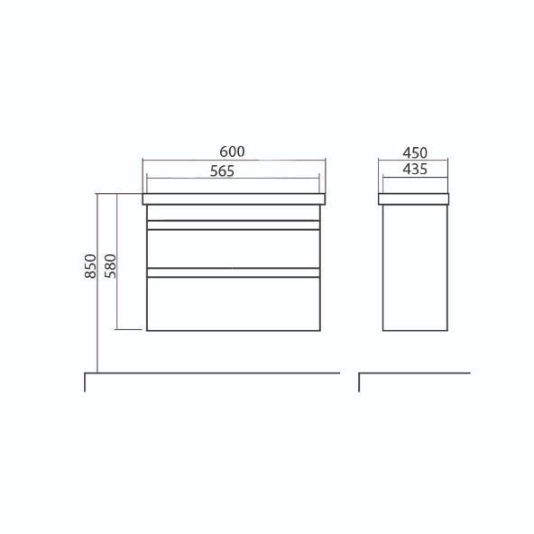 Badmeubel Finn 60cm Wit Glans