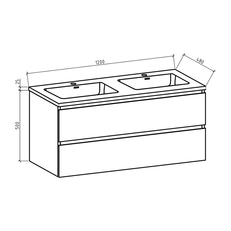 Badkamermeubel Tieme hoogglans wit 120x50x48cm