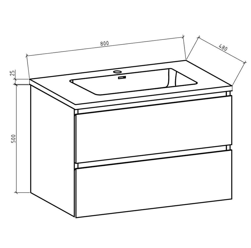 Badkamermeubel Tieme hoogglans wit 80x50x48cm