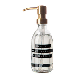 Wellmark handzeep frisse linnen helder glas messing pomp 250ml 'may all your troubles be bubbles'.