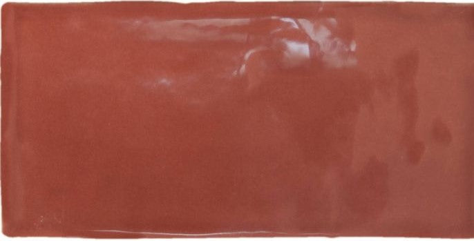 Theseus rood wandtegel vintage look glans 7,5x15 cm. €53,95 per m2