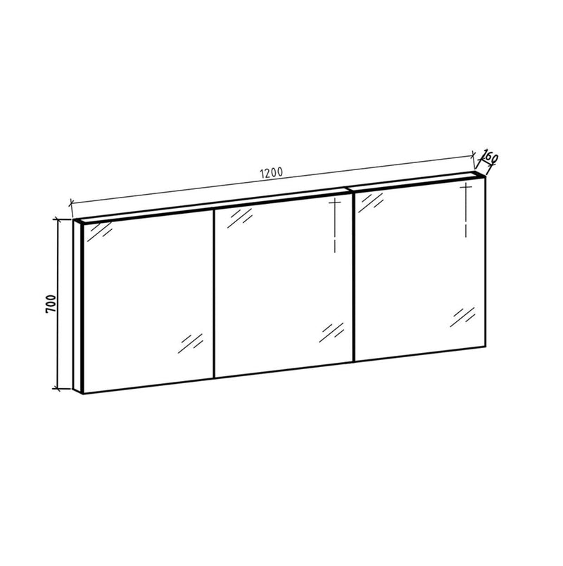 Spiegelkast Tieme hoogglans wit 120x70x16 cm