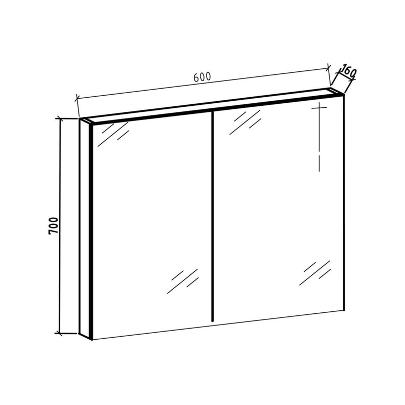 Spiegelkast Tieme hoogglans wit 60x70x16 cm