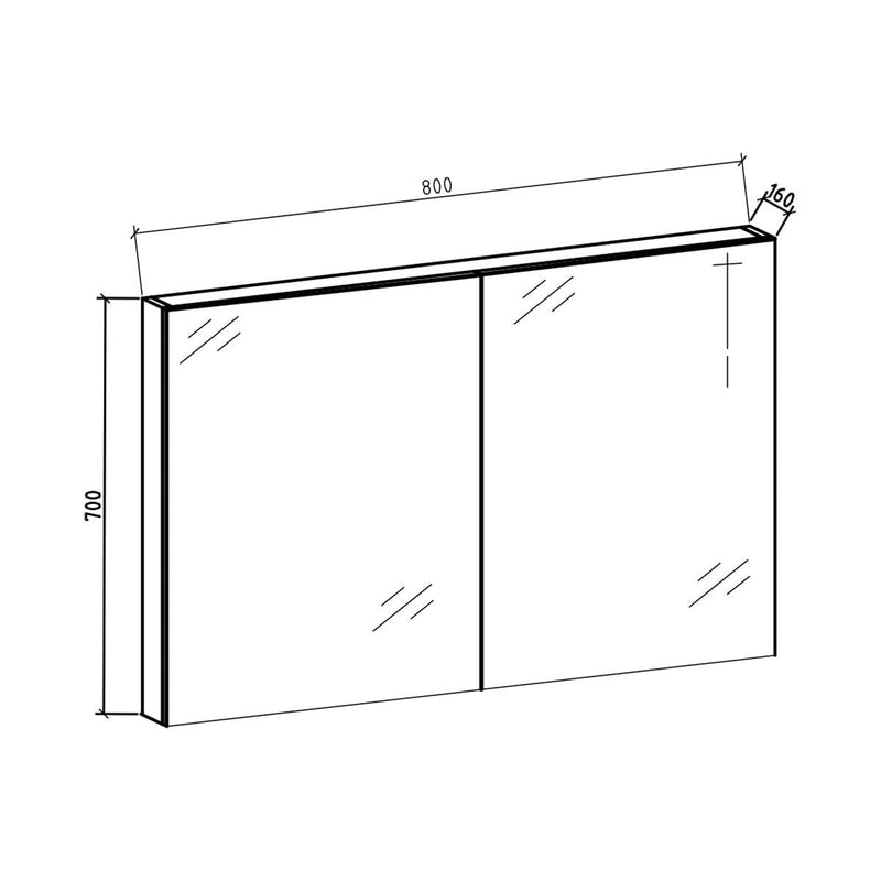 Spiegelkast Tieme mat eiken 80x70x16 cm